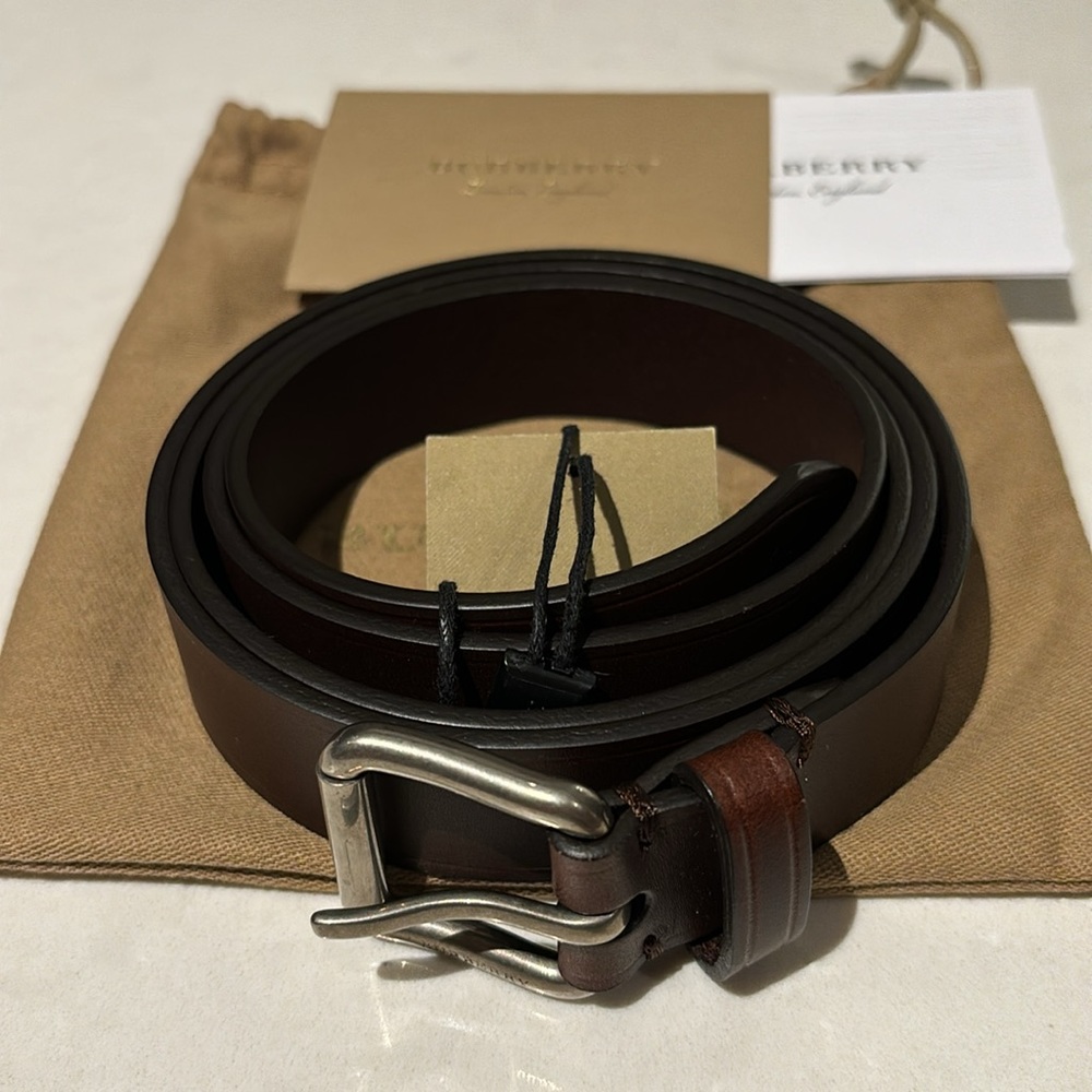 Burberry Thomas 25 Leather Belt Bitter Chocolate 36/90 NWT